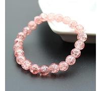 Women's 8mm 10mm Cracked Quartz Crystal Beaded Round Glass Beads Stretch Bracelet Bangle Bracelets Women Girl Charm Wrap Jewelry-HTBH8M2 Pink