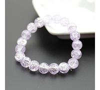 Women's 8mm 10mm Cracked Quartz Crystal Beaded Round Glass Beads Stretch Bracelet Bangle Bracelets Women Girl Charm Wrap Jewelry-HTBH10M9 LightPurple