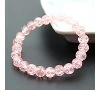 Women's 8mm 10mm Cracked Quartz Crystal Beaded Round Glass Beads Stretch Bracelet Bangle Bracelets Women Girl Charm Wrap Jewelry-HTBH8M4 Light Pink