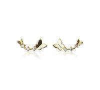 Women's 925 Butterfly Shaped Transparent Zirconia Shiny Elegant Jewelry Insect Accessories High-End Earrings
