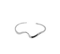 Women's 925,Minimalist Wave Mobius Open Mathematical Art,Ladies Fashion Wrist Wear European and American Jewelry
