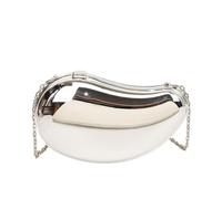 Women's Acrylic Sparkly Clutch Purse Metallic Evening Handbag Mango Shape Chain Shoulder Bag For Party(Silver)