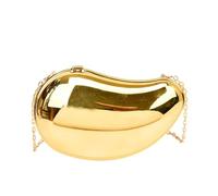 Women's Acrylic Sparkly Clutch Purse Metallic Evening Handbag Mango Shape Chain Shoulder Bag For Party(Gold)