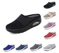 Womens Air Cushion Slip-On Walking Shoes Orthopedic Diabetic Walking Shoes, Breathable Casual Platform Mesh Mules Sandals Walking Sneaker for Women Men (EUR 37,Black)