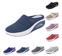 Womens Air Cushion Slip-On Walking Shoes Orthopedic Diabetic Walking Shoes, Breathable Casual Platform Mesh Mules Sandals Walking Sneaker for Women Men (EUR 36,Blue)