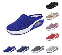 Womens Air Cushion Slip-On Walking Shoes Orthopedic Diabetic Walking Shoes, Breathable Casual Platform Mesh Mules Sandals Walking Sneaker for Women Men (EUR 39,Dark Blue)