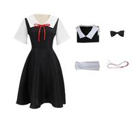 Women's Anime Cosplay Costume for Fujiwara Chika School Uniform Dress with Headwear Bow Tie Wig