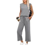 Women's Autumn Loose-Fitting Sleeveless Set with Round Neck Top and Wide-Leg Pants, Comfortable Casual Outfit for Everyday Wear