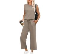 Women's Autumn Loose-Fitting Sleeveless Set with Round Neck Top and Wide-Leg Pants, Comfortable Casual Outfit for Everyday Wear