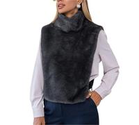 Women's Autumn Mink Vest Solid Color Turtleneck Sleeveless Pullover Lady Coat Slouchy-Style Chic Outwear For Female(Color1,M)