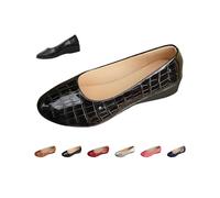 Women's Ballet Flats Shoes, Low Wedge Leather Slip-On Loafers, Solid Color Round Toe Dressy Casual Comfortable Cushioned Business Office Work Driving Walking Shoes (Black,41)