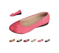 Women's Ballet Flats Shoes, Low Wedge Leather Slip-On Loafers, Solid Color Round Toe Dressy Casual Comfortable Cushioned Business Office Work Driving Walking Shoes (Pink,39)