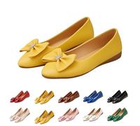Womens Ballet Flats with Bowknot,Women's Orthopedic Slip On Walking Shoes,Breathable Arch Support Loafers with Non-Slip Soft Sole, Lightweight Mary Jane Pumps for All-Day Work & Travel