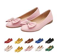 Womens Ballet Flats with Bowknot,Women's Orthopedic Slip On Walking Shoes,Breathable Arch Support Loafers with Non-Slip Soft Sole, Lightweight Mary Jane Pumps for All-Day Work & Travel