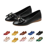 Womens Ballet Flats with Bowknot,Women's Orthopedic Slip On Walking Shoes,Breathable Arch Support Loafers with Non-Slip Soft Sole, Lightweight Mary Jane Pumps for All-Day Work & Travel