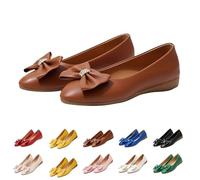 Womens Ballet Flats with Bowknot,Women's Orthopedic Slip On Walking Shoes,Breathable Arch Support Loafers with Non-Slip Soft Sole, Lightweight Mary Jane Pumps for All-Day Work & Travel