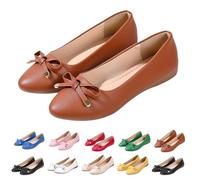 Womens Ballet Flats with Bowknot,Women's Orthopedic Slip On Walking Shoes,Breathable Wide Width Arch Support Loafers with Non-Slip Soft Sole, Lightweight Mary Jane Pumps for All-Day Work & Travel
