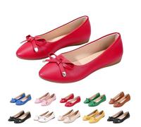 Womens Ballet Flats with Bowknot,Women's Orthopedic Slip On Walking Shoes,Breathable Wide Width Arch Support Loafers with Non-Slip Soft Sole, Lightweight Mary Jane Pumps for All-Day Work & Travel
