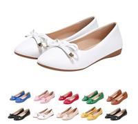 Womens Ballet Flats with Bowknot,Women's Orthopedic Slip On Walking Shoes,Breathable Wide Width Arch Support Loafers with Non-Slip Soft Sole, Lightweight Mary Jane Pumps for All-Day Work & Travel