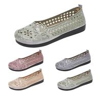 Womens Ballet Flats,Women's Orthopedic Loafers Slip On Walking Shoes,Breathable Wide Width Arch Support Trainers withSoft Sole,Lightweight No Slip Pumps for All-Day Work & Travel