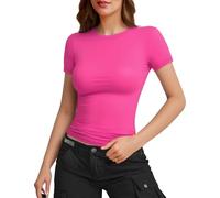 Women's Basic Short Sleeve Crew Neck T Shirt Slim Fit Tops Y2k 2024 Summer Going out Crop Tops Cute Tight Fashion Shirts Baby tee Shirt Fit Outfit