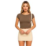 Women's Basic Short Sleeve Crop Top Slim Fit Boat Neck T Shirt Summer Casual Tight Fitted tee Shirts for Going out Party Club Wear Black