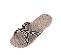 Women's Beach Slippers Women Summer Straw Woven Sliders Casual Slip On House Slippers Outdoor Open Toe Flat Flip-Flops Ladies Beach Pool Travel Flat Sandals Shoes for Women