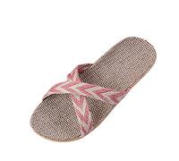 Women's Beach Slippers Women Summer Straw Woven Sliders Casual Slip On House Slippers Outdoor Open Toe Flat Flip-Flops Ladies Beach Pool Travel Flat Sandals Shoes for Women