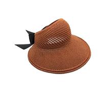 Womens Beach Straw Sun Hats Ladies Ponytail Hole Wide Brim Summer Visor Foldable Hat Sun Protection Packable for Holiday Travel Pool