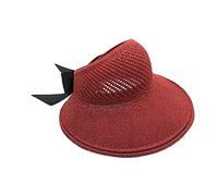 Womens Beach Straw Sun Hats Ladies Ponytail Hole Wide Brim Summer Visor Foldable Hat Sun Protection Packable for Holiday Travel Pool