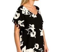 Women's Black Paisley Print Chiffon Beach Cover Up with Pom Pom Trim Loose Fit V Neck Summer Tunic Swimwear Kaftan Dress for Vacation Pool Party