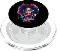 Womens Black Queen Afro Melanin Paint Dripping Juneteenth PopSockets PopGrip para MagSafe