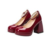 Womens Block Heels Mary Jane Ankle Strap Court Shoes Ladies Comfort Patent Leather Work Pumps Formal Smart Office Strappy Slip On Cushioned Wedding Party Shoes