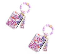 Women's Boho Beaded Wallet & Tassel Decorated Keychain, New Multiple ID Card Slots Bracelet Keychain Wallet, for Women (C#15)