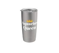 Womens Born in January February Aquarius Queen Zodiac Vaso térmico de acero inoxidable de doble pared