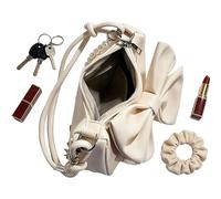 Womens Bow Pearl Handbag - Sweet PU Leather Purse for Wedding Tea Parties | Elegant Shoulder Bag with Decorative Pearl Handle, Fashion Accessory for Birthday Cocktail Gatherings