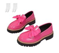 Women's Bowknot Thick Sole Loafers, Fashionable Elegant Chunky Heel Loafers for Work, Travel & Everyday Casual Wear (Pink,36)