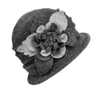 Womens Bowler Hat Vintage 1920s Flowers Bucket Felt Cloche Hat Classic Elegant Fedora Floppy Hats for Women Ladies Suede Wool Party Dressy Church Cap