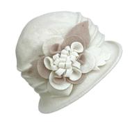 Womens Bowler Hat Vintage 1920s Flowers Bucket Felt Cloche Hat Classic Elegant Fedora Floppy Hats for Women Ladies Suede Wool Party Dressy Church Cap