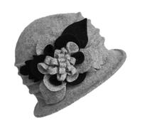 Womens Bowler Hat Vintage 1920s Flowers Bucket Felt Cloche Hat Classic Elegant Fedora Floppy Hats for Women Ladies Suede Wool Party Dressy Church Cap