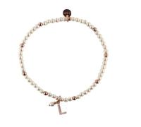 Women's bracelet letter L Rue des Mille BR-LETPE L 925 silver with white beads
