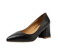 Women's British Solid Color Leather Pointed Thick High Heeled Casual Single Shoes Court Shoes Dress High Heel Stilettos Wedding Party Work Pumps E-183