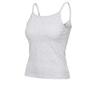 Women's Camisole Top with Built in Bra, Adjustable Spaghetti Strap Padded Shelf Bra, Seamless Modal Crew Neck Wireless Basic Tank, Casual Stretch Slim-Fit Undershirt (Gray,XXL)