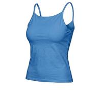 Women's Camisole Top with Built in Bra, Adjustable Spaghetti Strap Padded Shelf Bra, Seamless Modal Crew Neck Wireless Basic Tank, Casual Stretch Slim-Fit Undershirt (Blue,M)