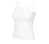 Women's Camisole Top with Built in Bra, Adjustable Spaghetti Strap Padded Shelf Bra, Seamless Modal Crew Neck Wireless Basic Tank, Casual Stretch Slim-Fit Undershirt (White,M)