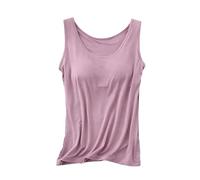Women's Camisole with Built-in Bra, Sleeveless Tank Top for Yoga, Workout & Casual Wear, Soft Supportive Top (Purple,3XL)