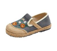 Women's Canvas Loafers with Flower Embroideried Casual Slip-On Orthopedic Loafers Comfortable No Slip Sneakers Chinese Style Walking Boat Shoes Fashion Retro Trainers