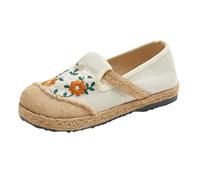 Women's Canvas Loafers with Flower Embroideried Casual Slip-On Orthopedic Loafers Comfortable No Slip Sneakers Chinese Style Walking Boat Shoes Fashion Retro Trainers