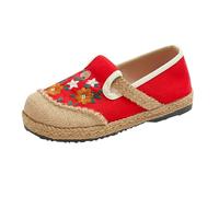 Women's Canvas Loafers with Flower Embroideried Casual Slip-On Orthopedic Loafers Comfortable No Slip Sneakers Chinese Style Walking Boat Shoes Fashion Retro Trainers