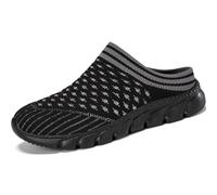 Womens Canvas Trainers Shoes, Mesh Slippers, Breathable Walking Flat Beach Shoes For Indoor Outdoor,Black 2,35 EU
